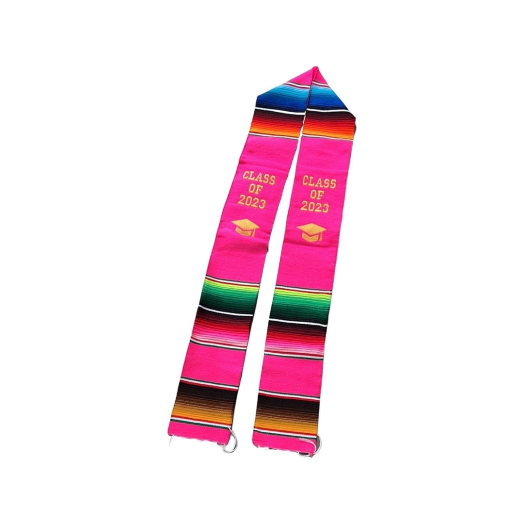 2024 Cultural Pride: Mexican Embroidered Wine Zarape Graduation Stole - Tradicion Mexicana