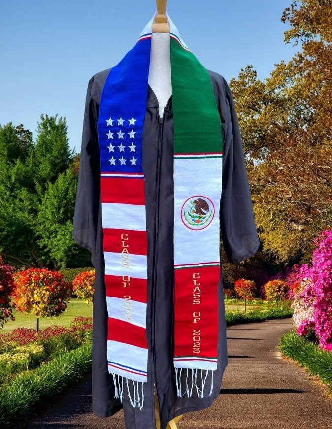 2024 Two Nations, One Graduation: Mexican-American Zarape Stole - Tradicion Mexicana