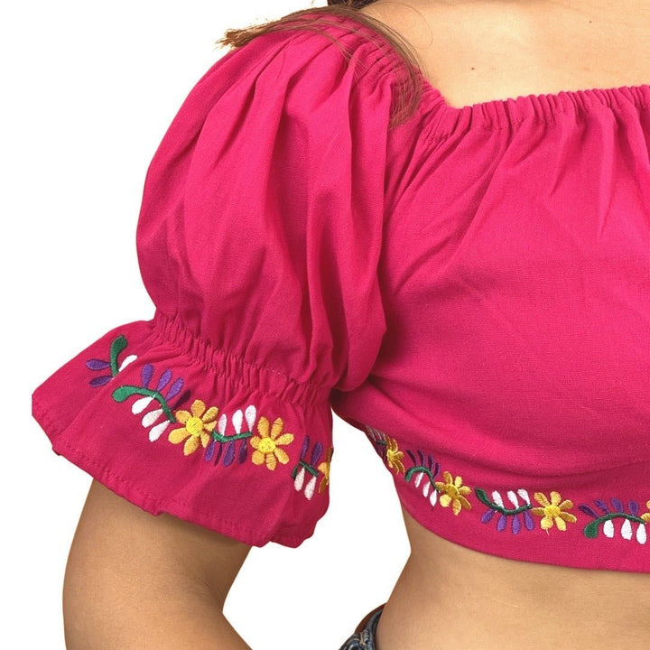 Embroidered Crop Top Artesanal - Pink/Rosita - Tradicion Mexicana
