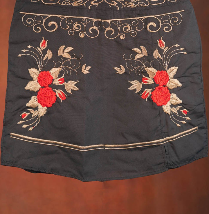 Falda Vaquera - Womens Embroidered Skirt - Black - Tradicion Mexicana