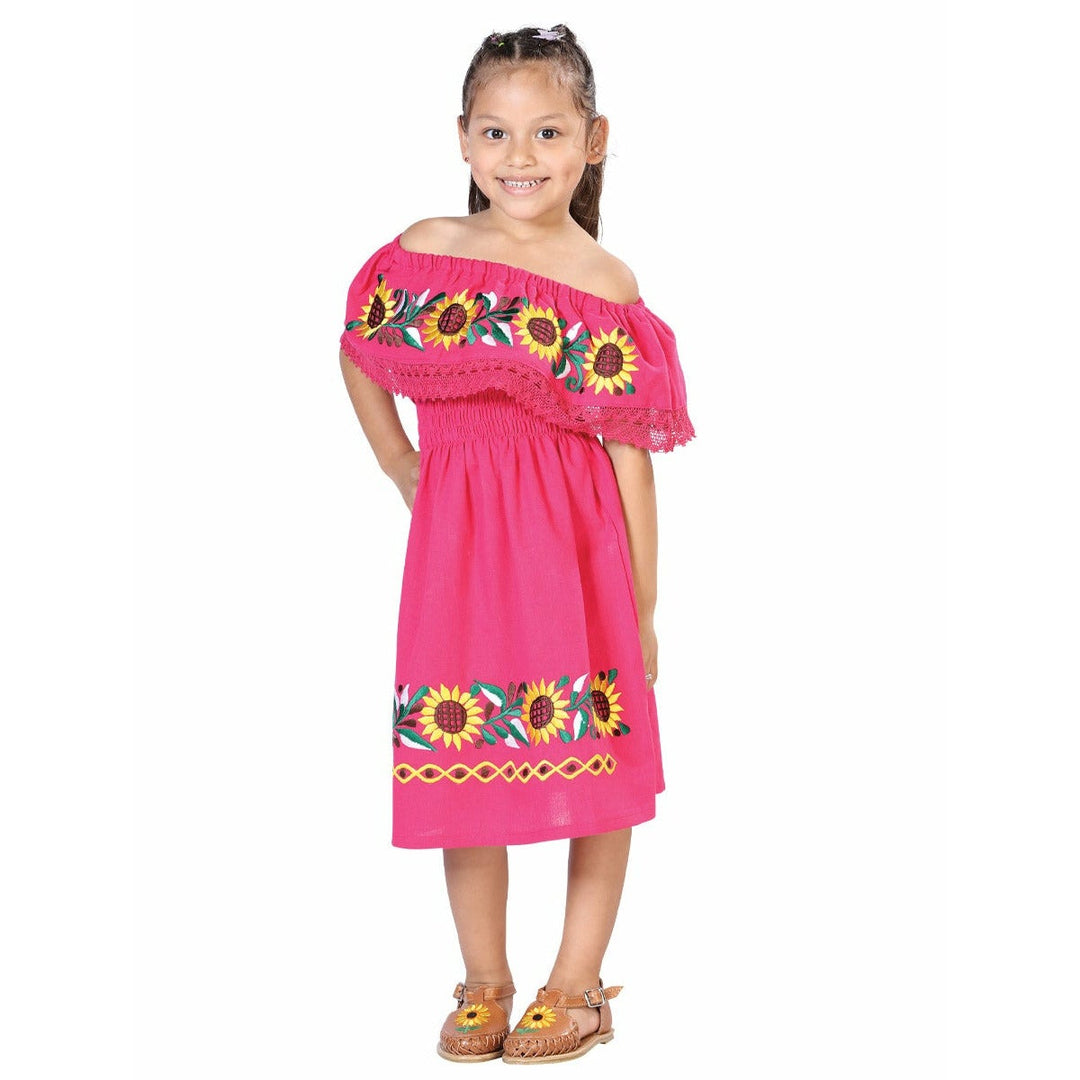 Girls Handmade Mexican Dress - Girasoles - Tradicion Mexicana