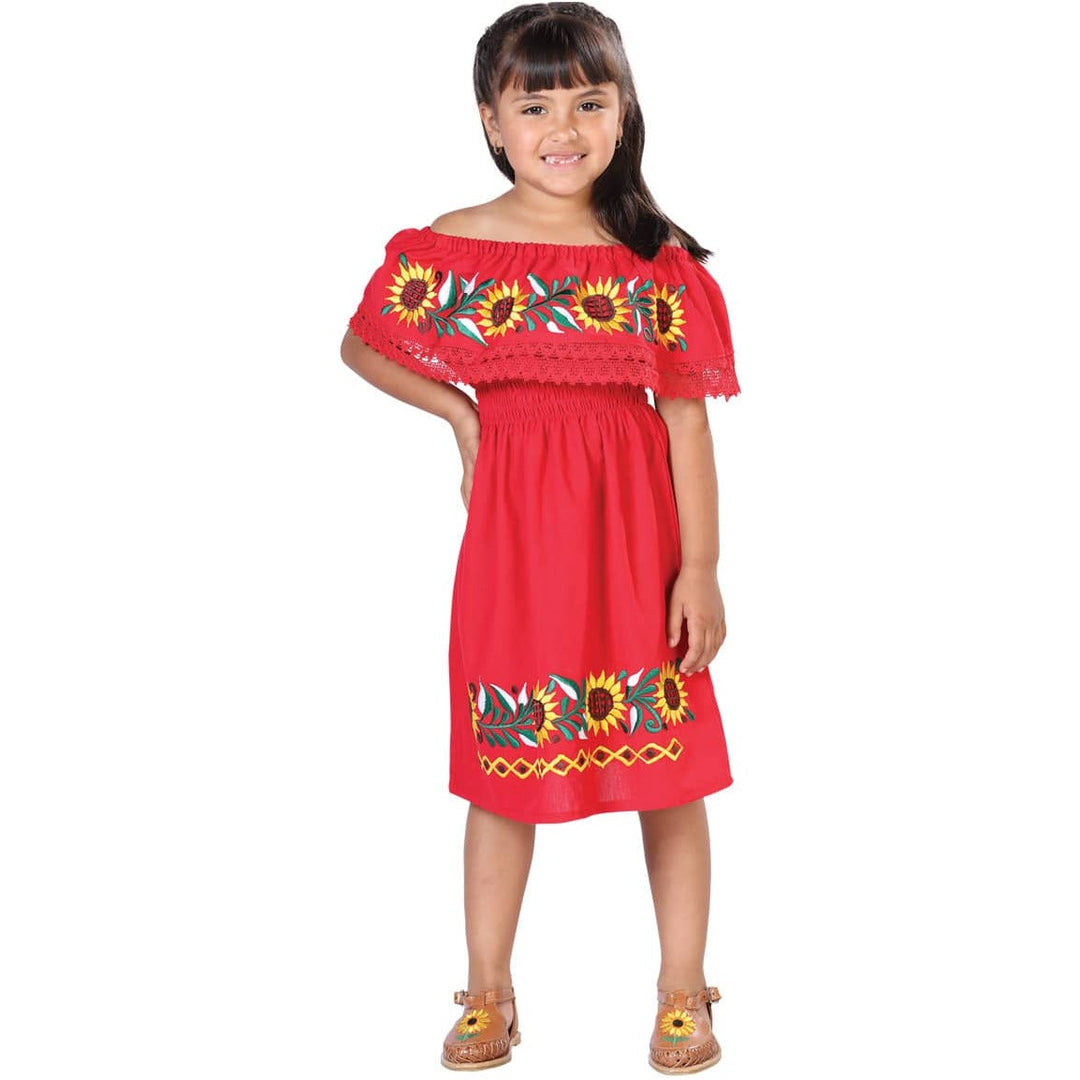 Girls Handmade Mexican Dress - Girasoles - Tradicion Mexicana