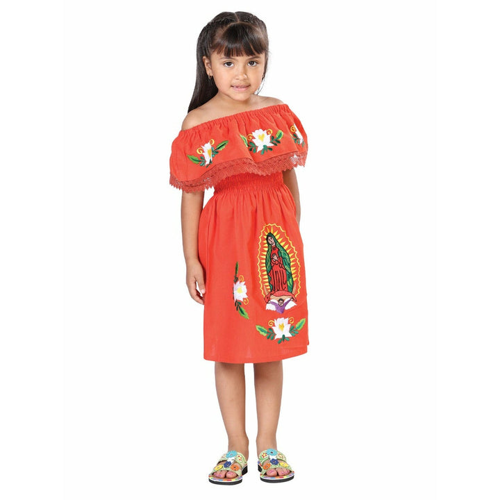 Girls Handmade Virgen Mexican Dress - Lupita - Tradicion Mexicana