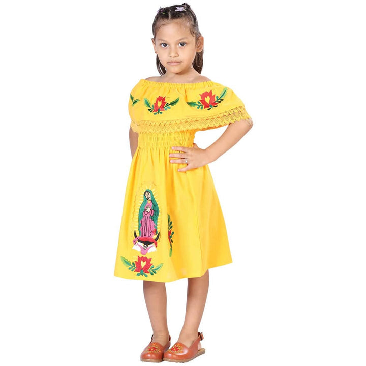 Girls Handmade Virgen Mexican Dress - Lupita - Tradicion Mexicana