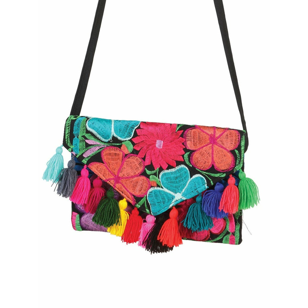 Hand made Mexican suede embroidered bag - Tradicion Mexicana
