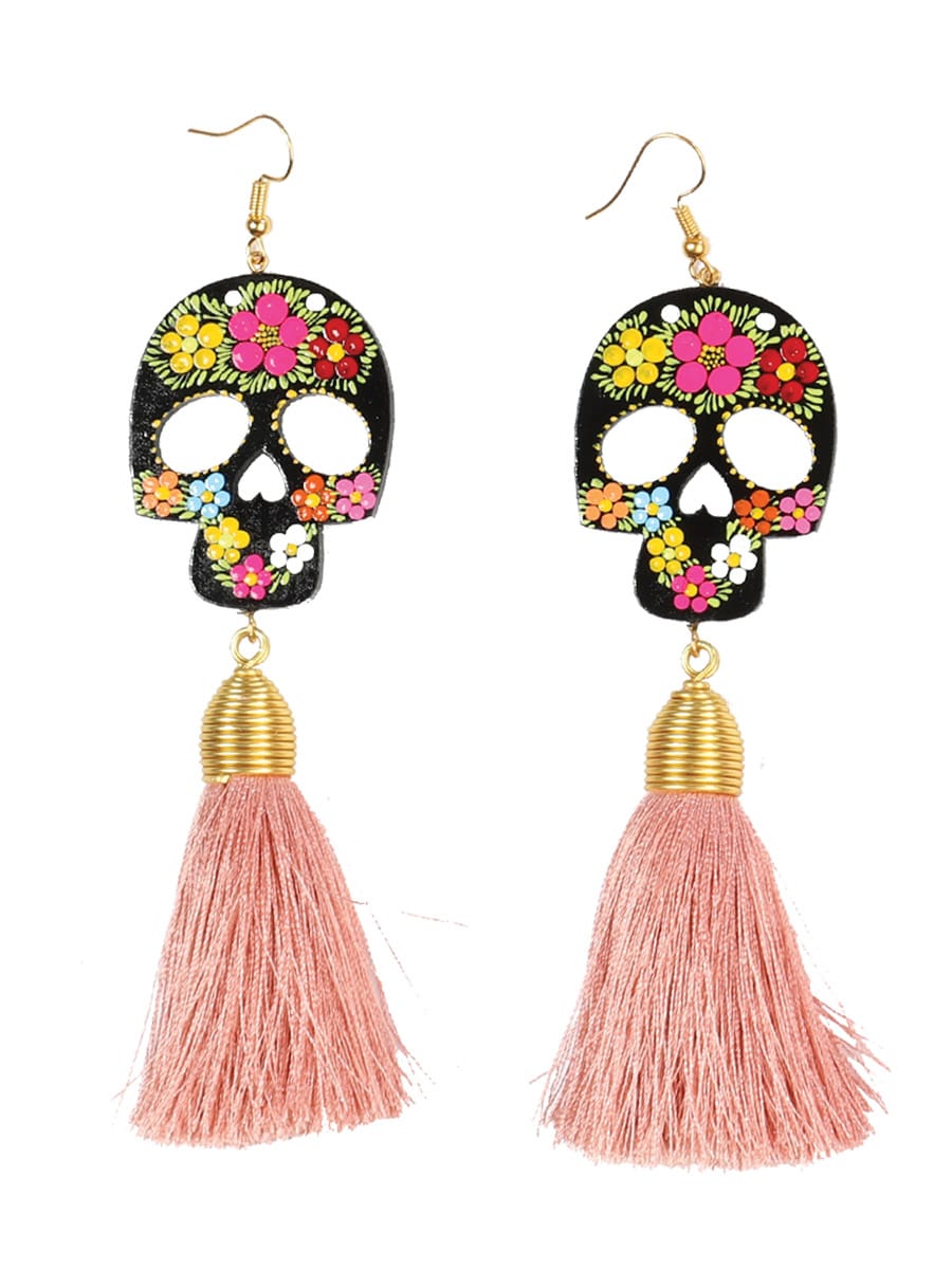 Hand Painted Mexican Earrings - Calaca - Tradicion Mexicana