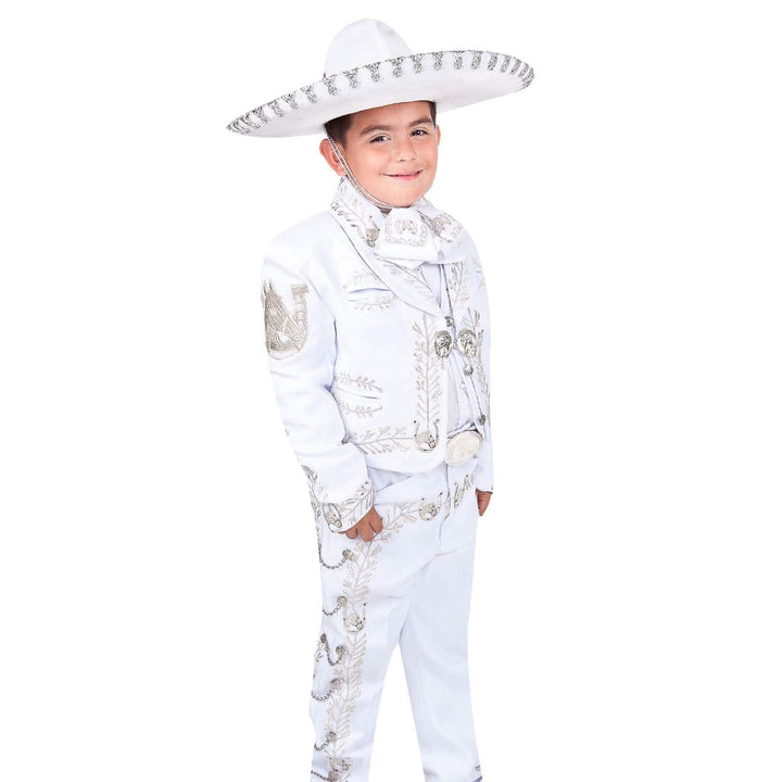 Kids Charro Suit with Embroidered Horse Design (7 piece set) - Tradicion Mexicana