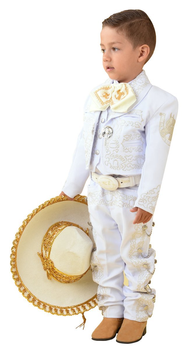 Kids Charro Suit with Embroidered Horse Design (7 piece set) - Tradicion Mexicana