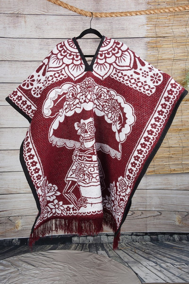 La Catrina Calavera super warm poncho - Tradicion Mexicana
