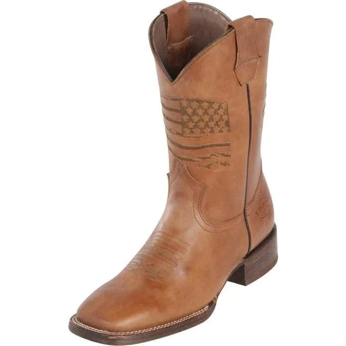 Men's Leather US Flag Rodeo Boot - Tradicion Mexicana