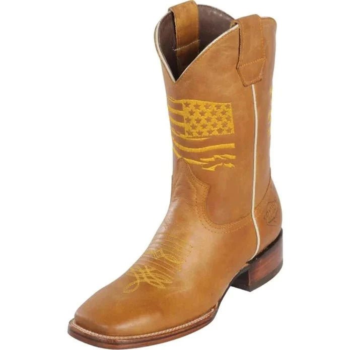 Men's Leather US Flag Rodeo Boot - Tradicion Mexicana