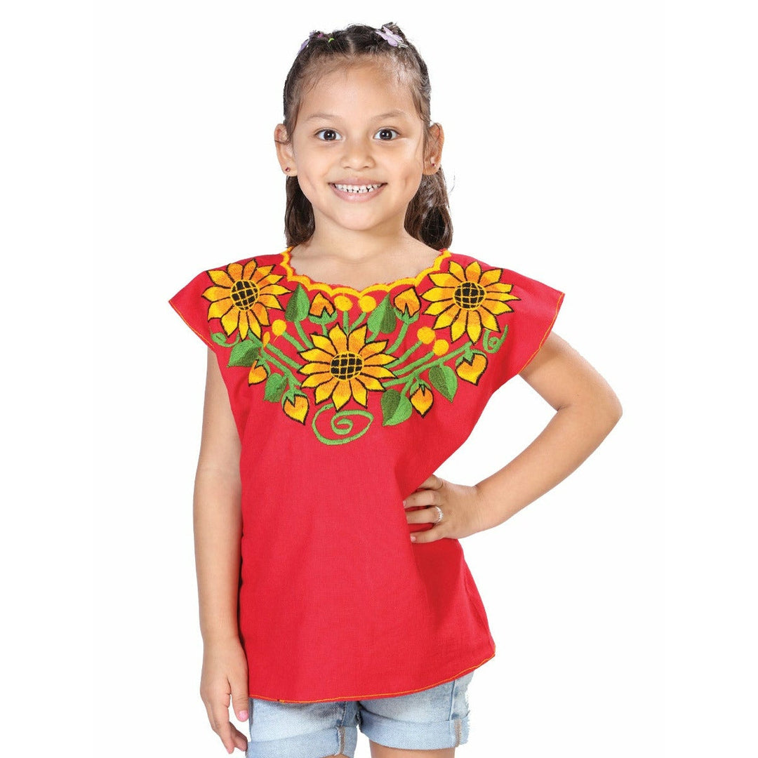 Mexican Girls Artesanal Shirt - Girasoles - Tradicion Mexicana