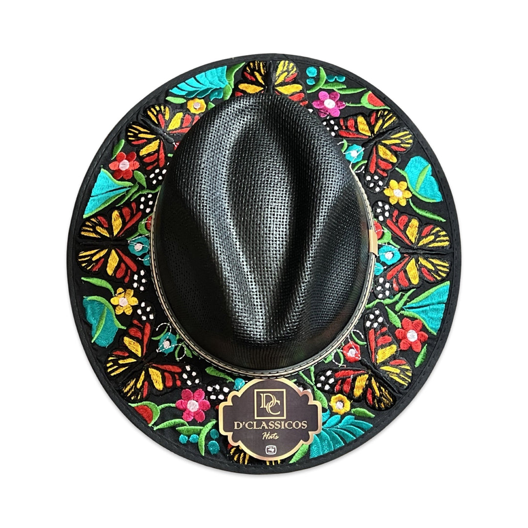 NEW! Women Embroidered Mexican Sombrero - Butterflies - Tradicion Mexicana