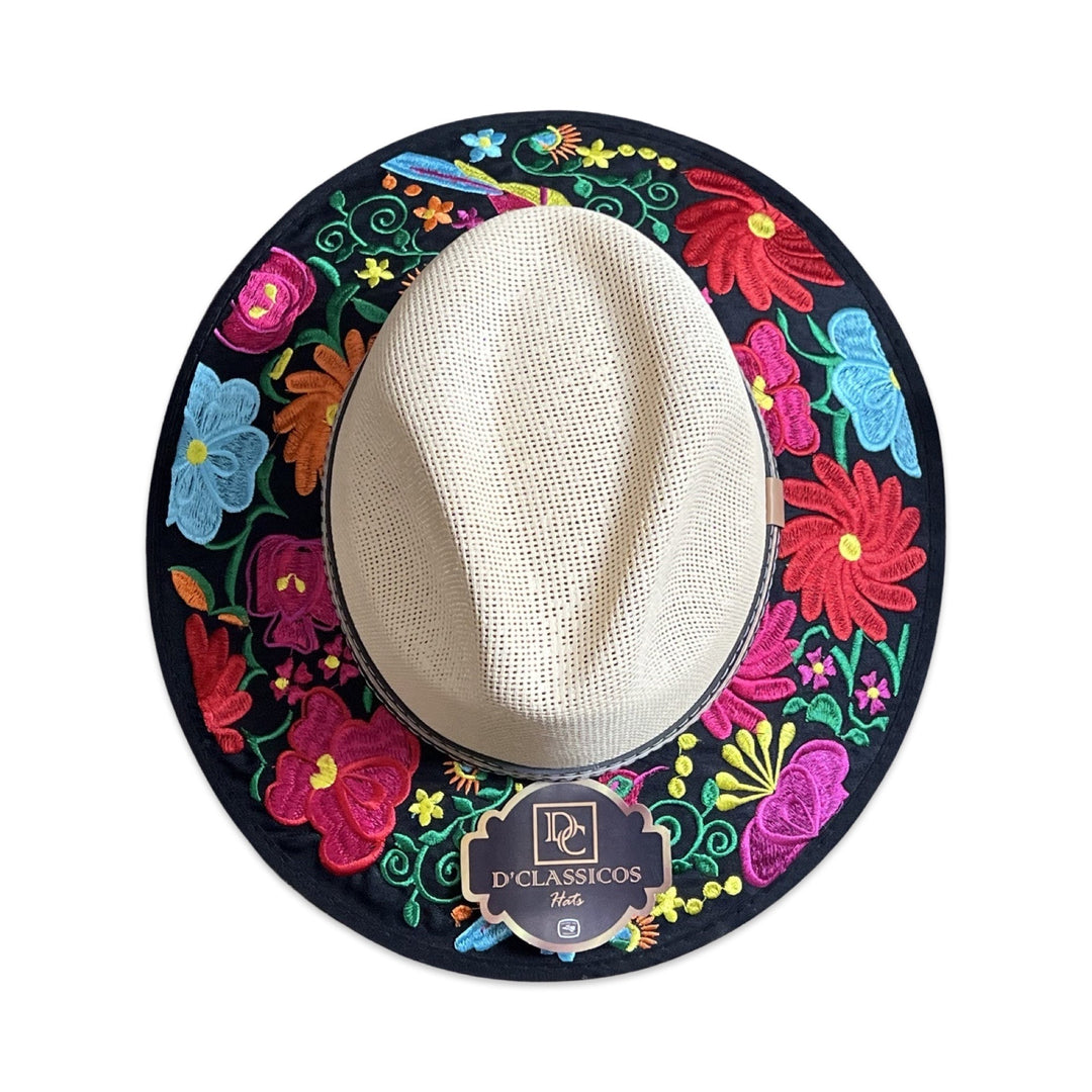 NEW! Women Embroidered Mexican Sombrero - Flowers - Tradicion Mexicana