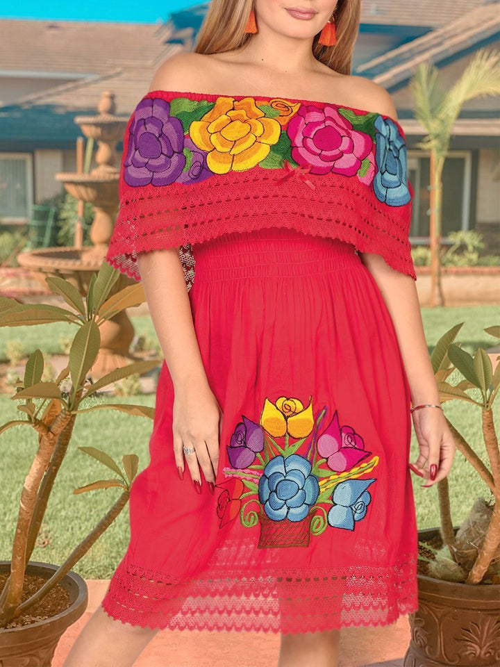 Vestido artesanal bordado - Tradicion Mexicana