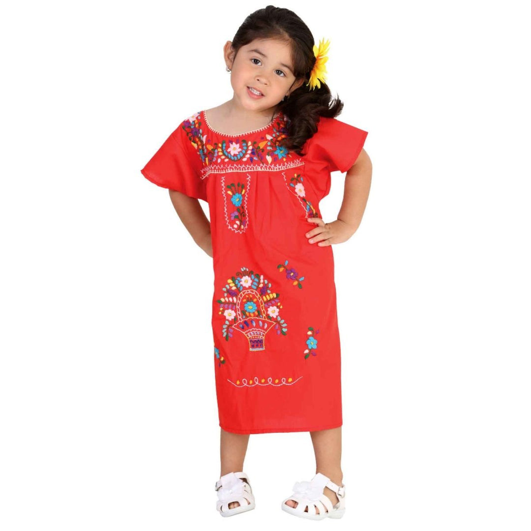 Vestido Bordado de Niña - Kimono - Tradicion Mexicana