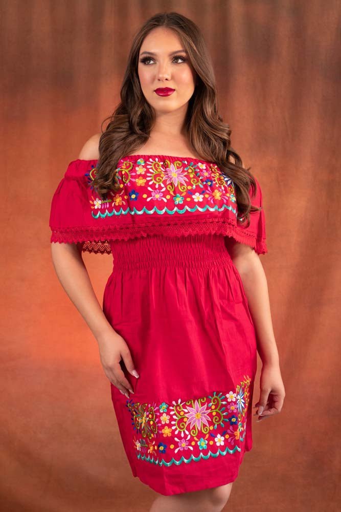 Vestido Bordado Mini - Tradicion Mexicana