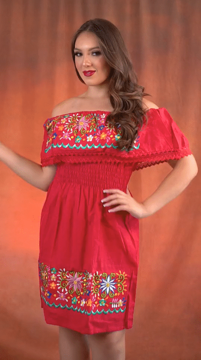 Vestido Bordado Mini - Tradicion Mexicana