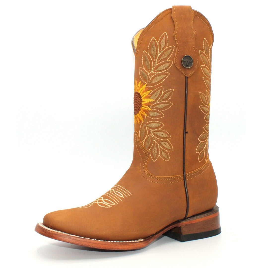 Women's Sunflower Wide Square Toe Cowgirl Boot - Tradicion Mexicana
