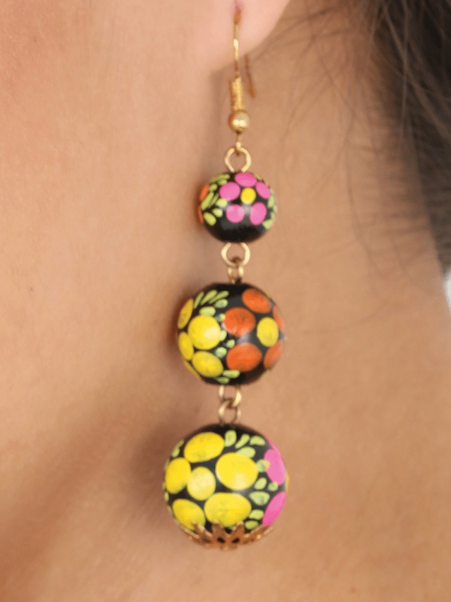 Aretes Artesanales Pintados A Mano - Hand Painted & Made Artisanal Earrings - Tradicion Mexicana