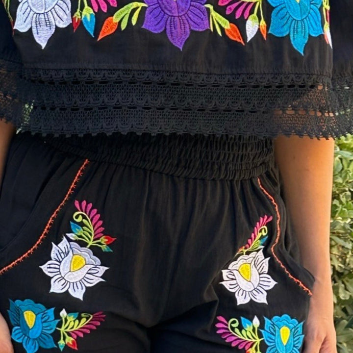 Artesanal Shorts Jumpsuit - Tradicion Mexicana