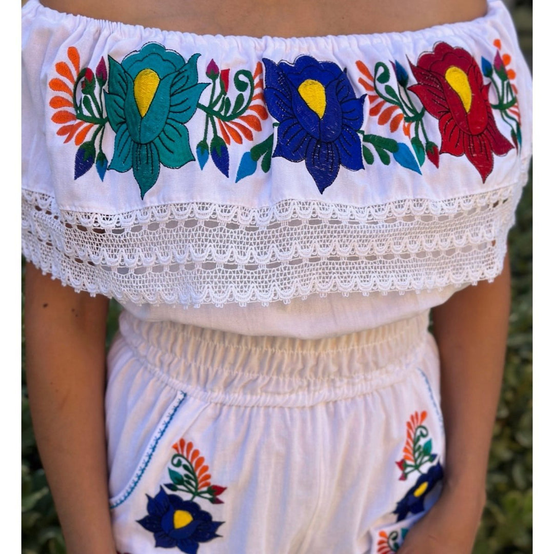 Artesanal Shorts Jumpsuit - Tradicion Mexicana