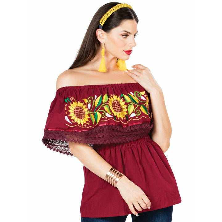 Blusa Artesanal Campesina Girasol - Tradicion Mexicana