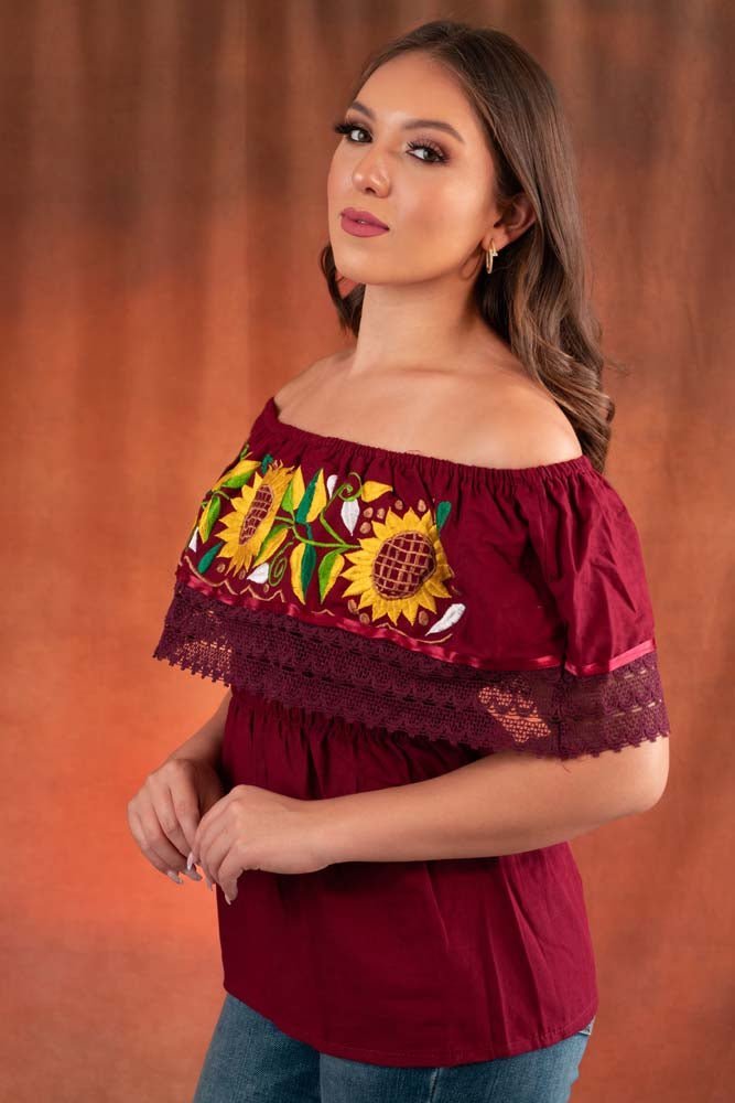 Blusa Artesanal Campesina Girasol - Tradicion Mexicana