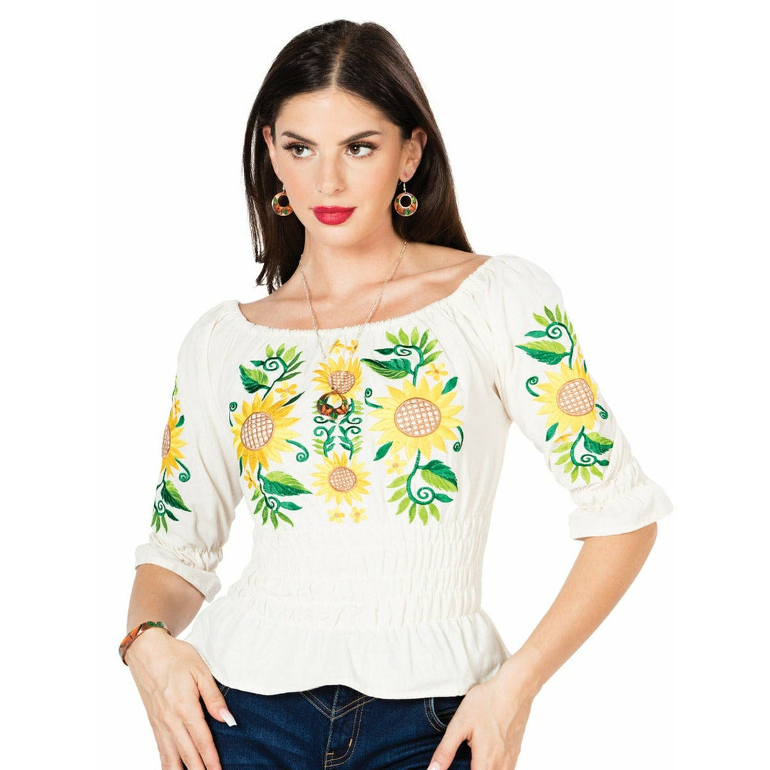 Blusa Artesanal Girasoles - Tradicion Mexicana