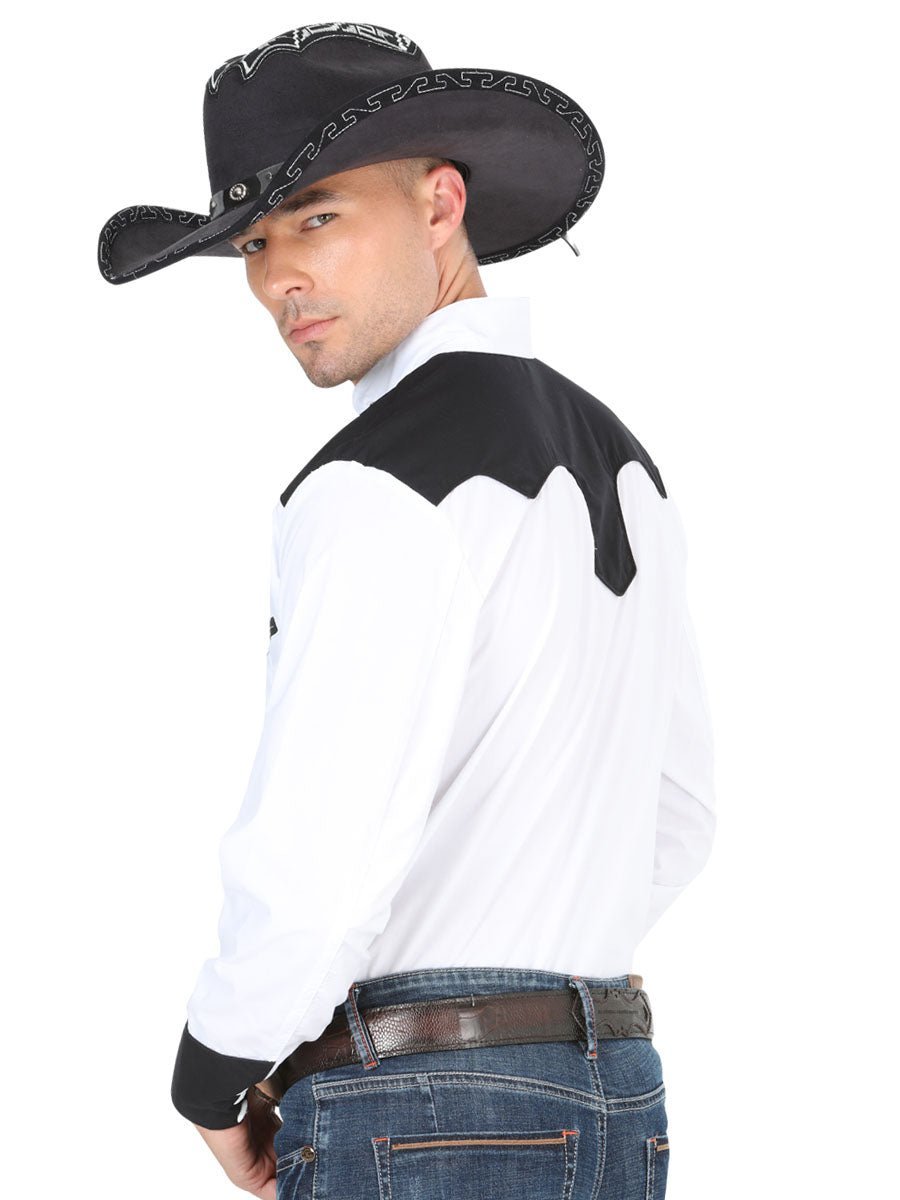 Camisa Charra con Bordado Blanco - Tradicion Mexicana