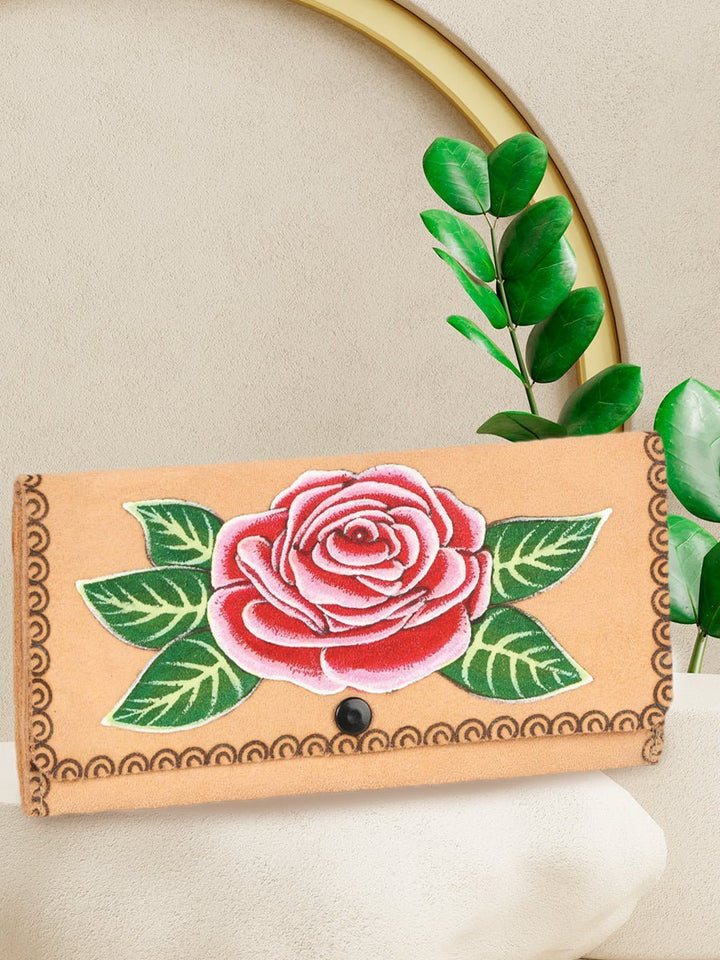 Cartera de Gamuza Artesanal Pintado a Mano - Tradicion Mexicana