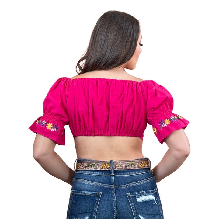 Embroidered Crop Top Artesanal - Pink/Rosita - Tradicion Mexicana