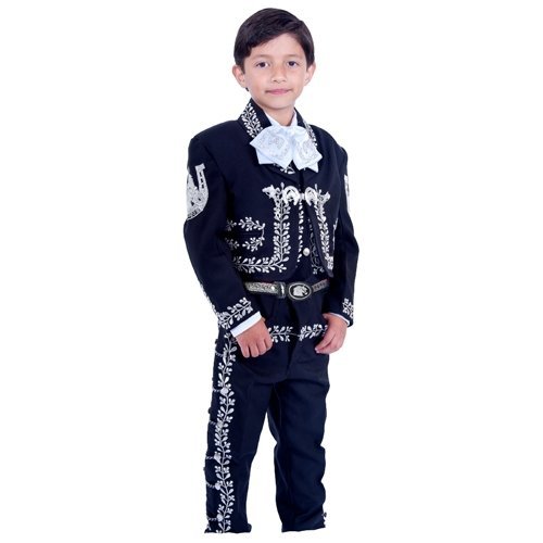 Embroidered Traje Charro Negro (7 piece set) - Tradicion Mexicana