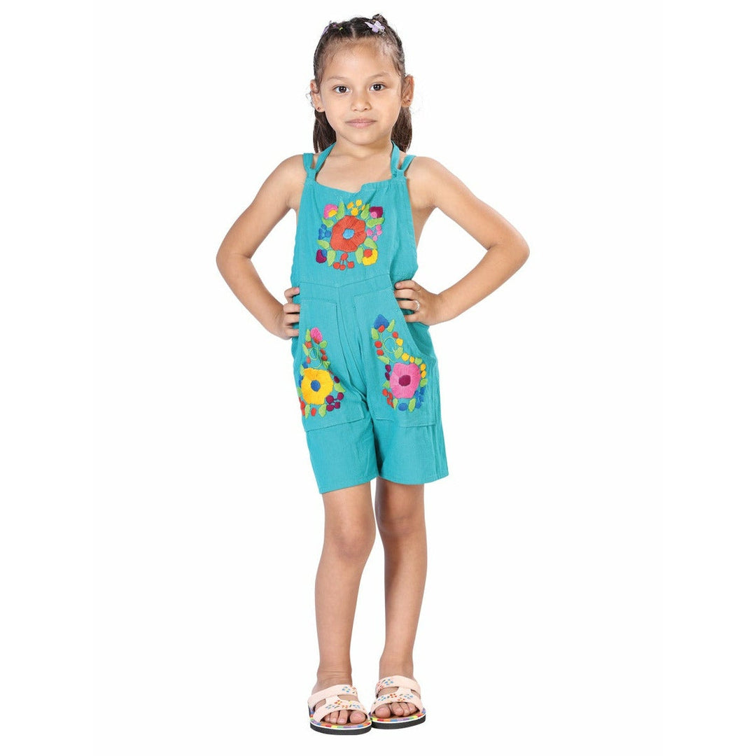 Girls Artesanal Jumpsuit Shorts - Juanita - Tradicion Mexicana