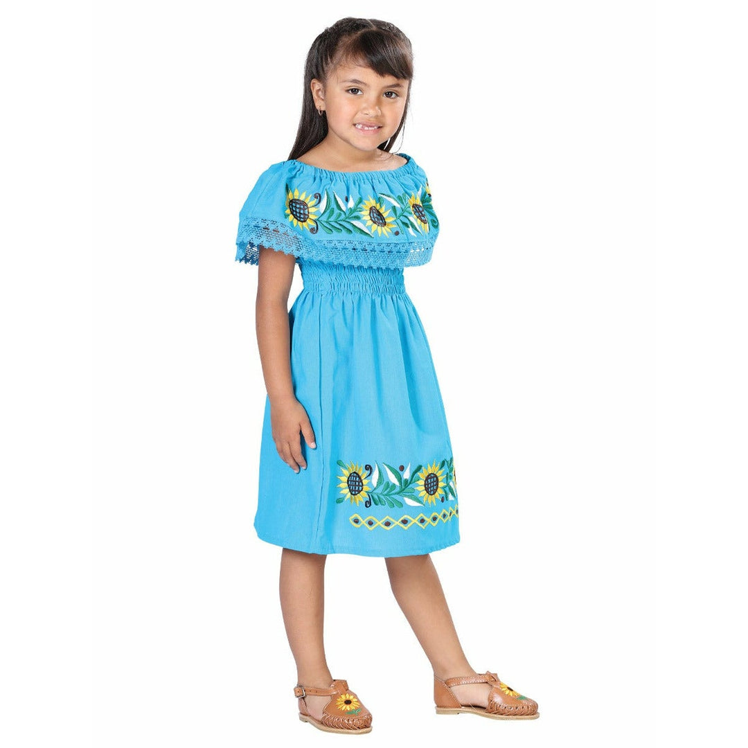 Girls Handmade Mexican Dress - Girasoles - Tradicion Mexicana