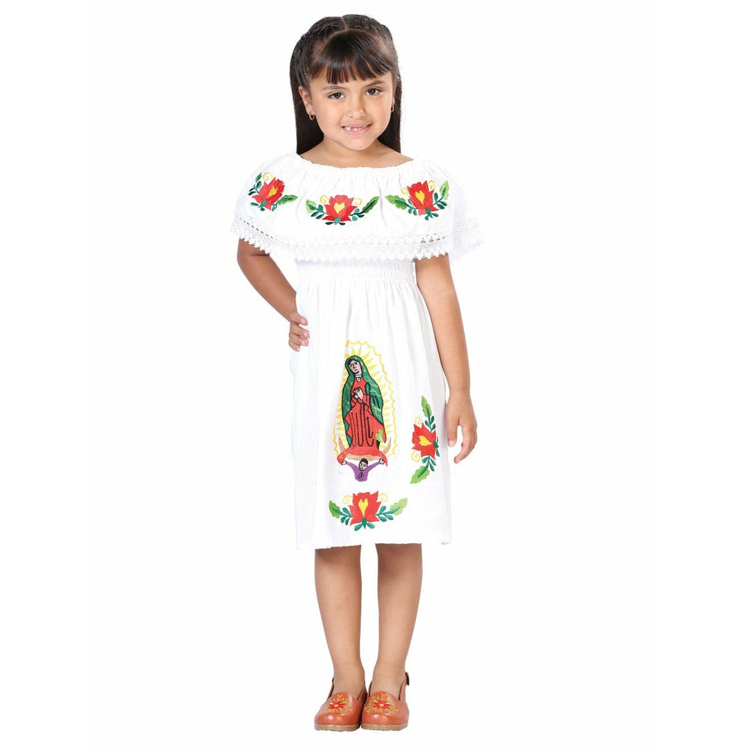 Girls Handmade Virgen Mexican Dress - Lupita - Tradicion Mexicana