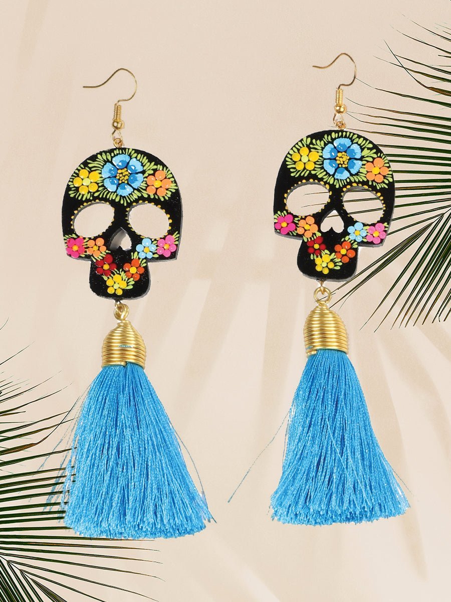 Hand Painted Mexican Earrings - Calaca - Tradicion Mexicana