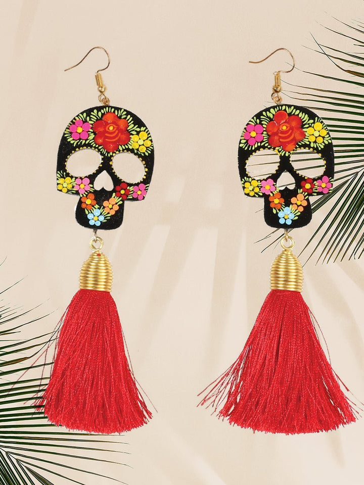 Hand Painted Mexican Earrings - Calaca - Tradicion Mexicana