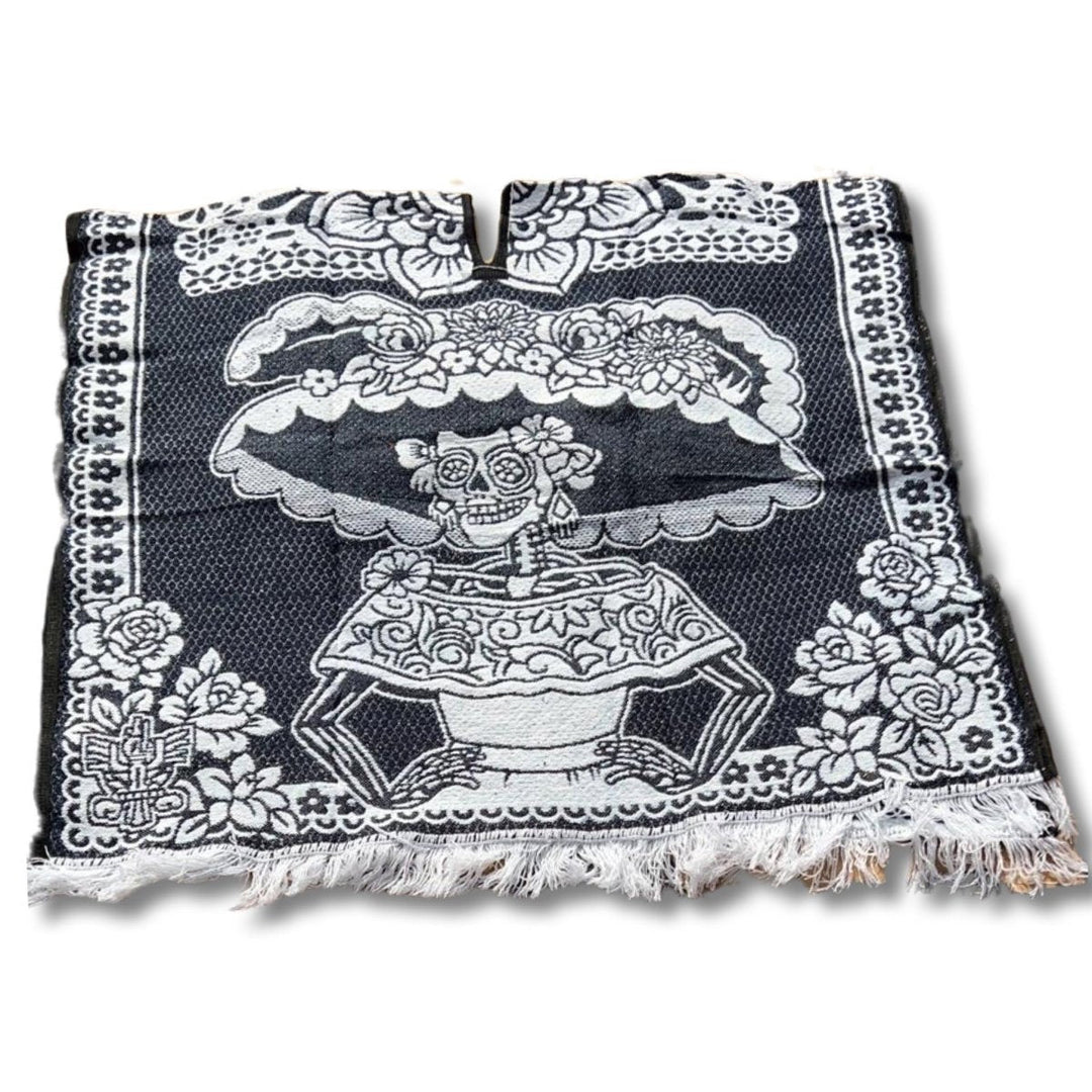 La Catrina Calavera super warm poncho - Tradicion Mexicana