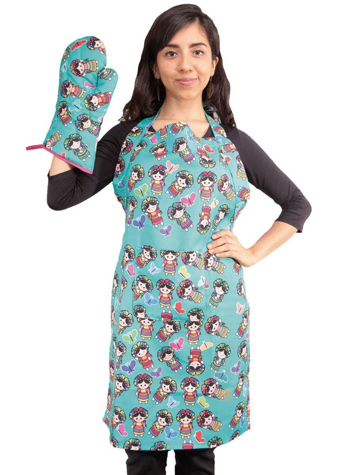 Maria Bonita Doll Apron, Tortilla Warmer or Oven Mitt - Tradicion Mexicana