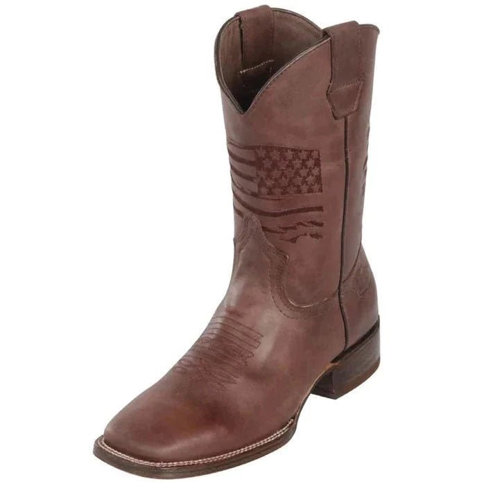 Men's Leather US Flag Rodeo Boot - Tradicion Mexicana