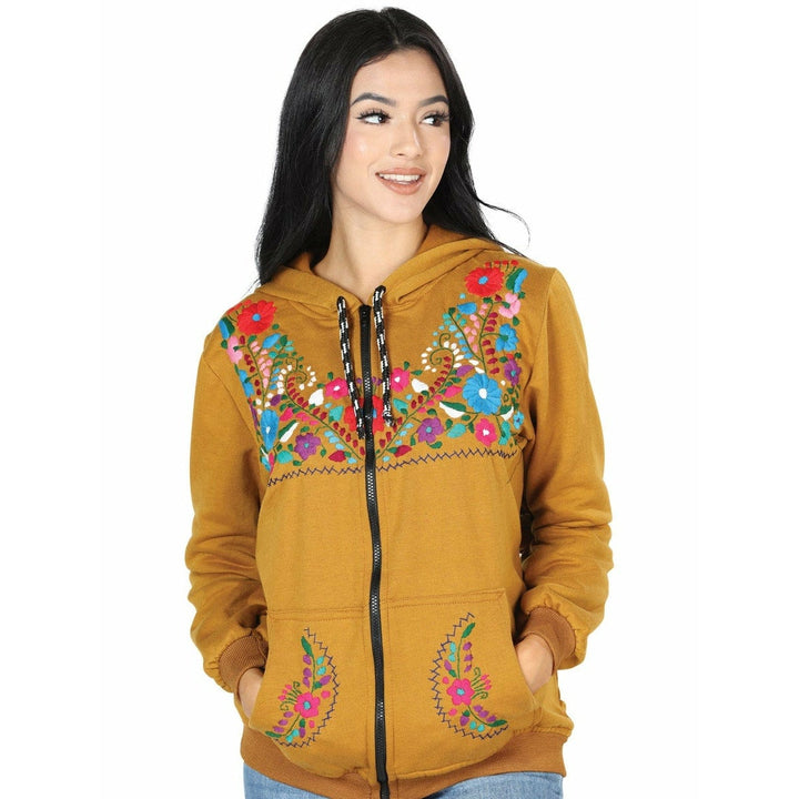 Mexican Embroidered Artesanal Hoodie - Flores - Tradicion Mexicana