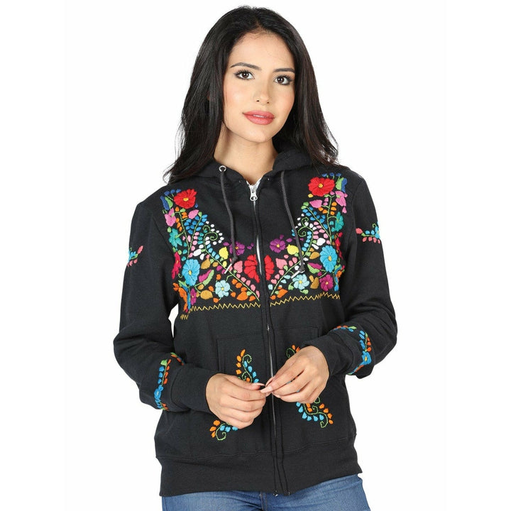 Mexican Embroidered Artesanal Hoodie - Flores - Tradicion Mexicana