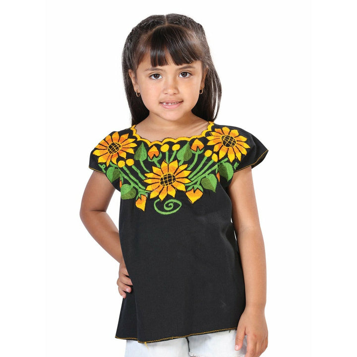 Mexican Girls Artesanal Shirt - Girasoles - Tradicion Mexicana