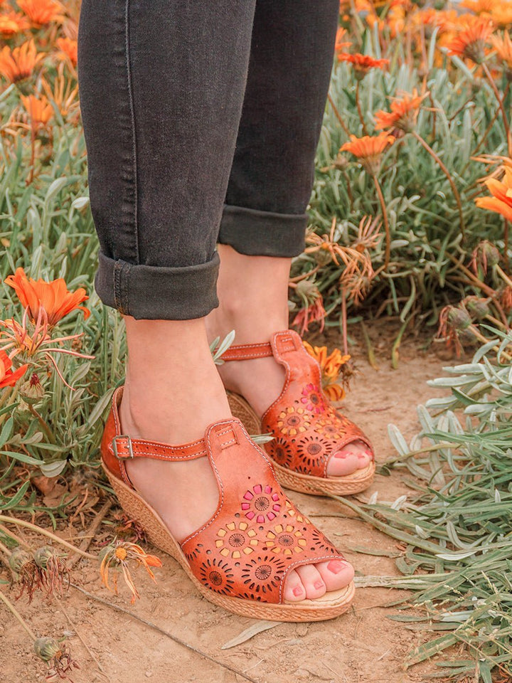 Vanessa Huarache De Piel Artesanal - Tradicion Mexicana