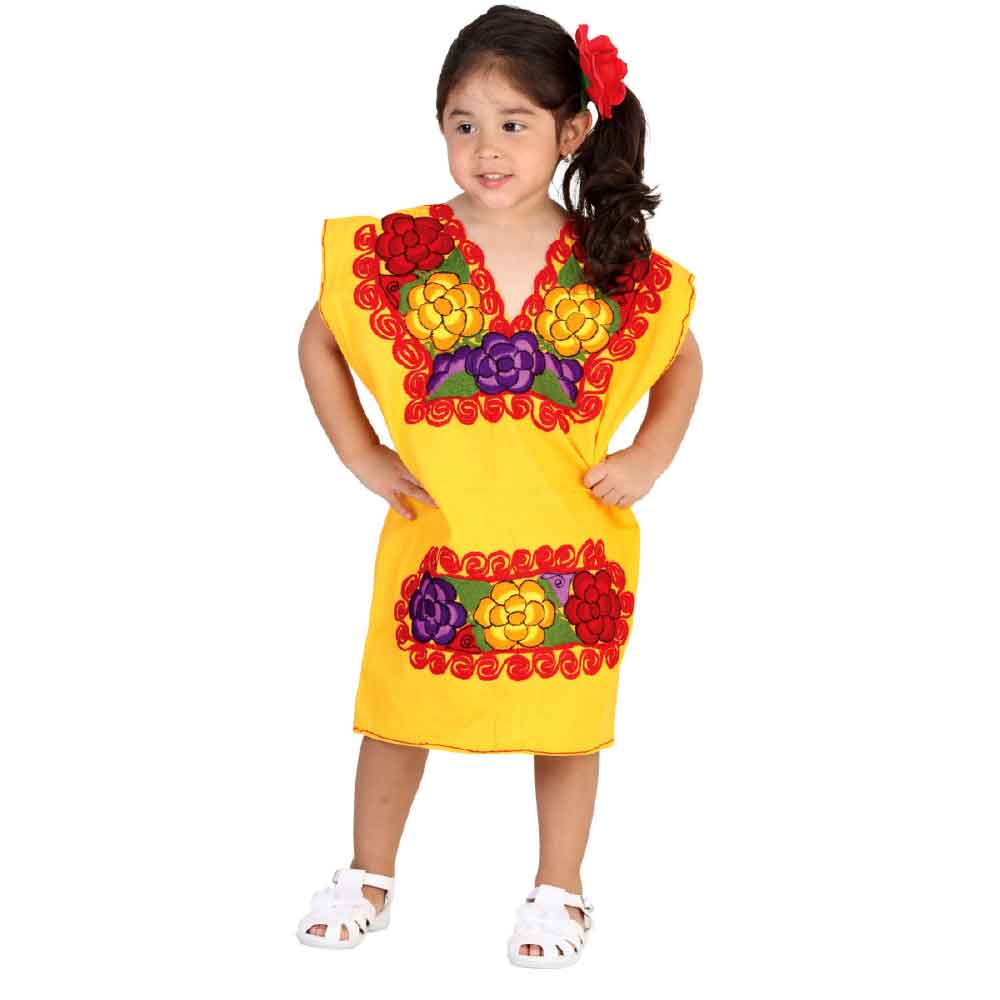 Vestido Bordado Artesanal de Niña - Tradicion Mexicana