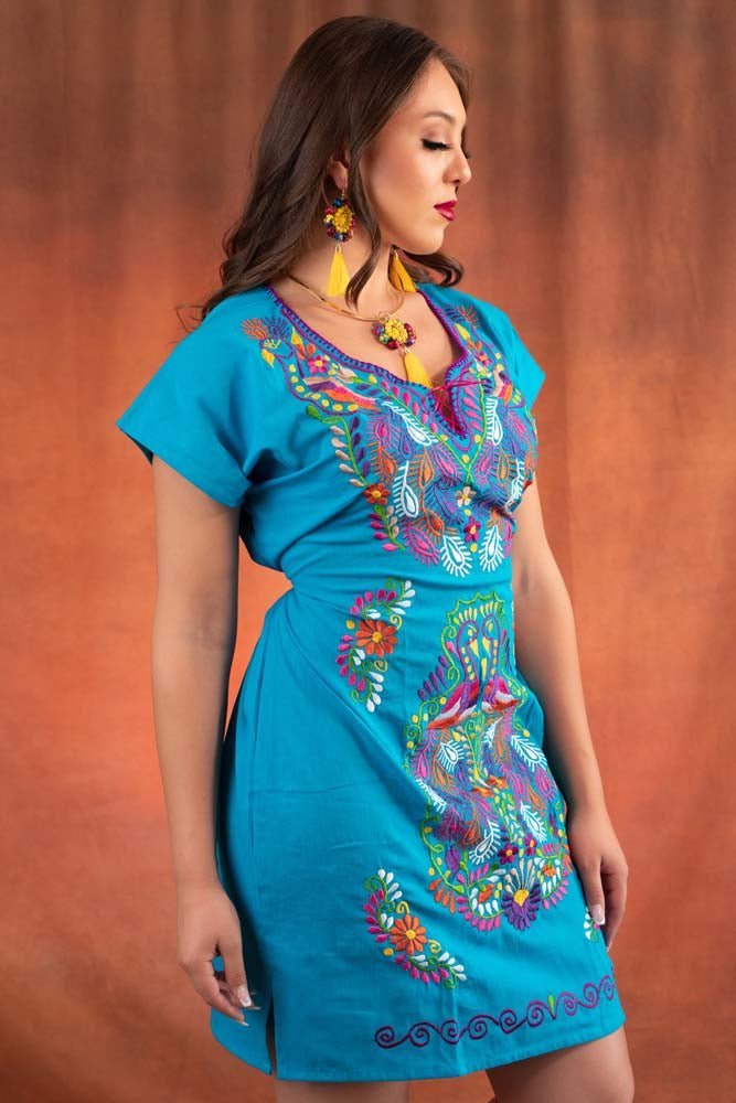 Vestido Kimono Artesanal Pavo - Tradicion Mexicana